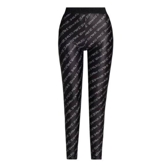 SOLD Versace Jeans Couture Logo Band Leggings Black - Size 40 (US 4) - $225 MSRP - Picture 1 of 8